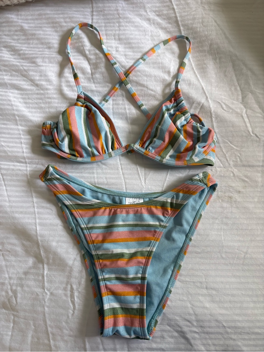 wild fable Striped Pastel Tank Top - Light Blue, Coral, Olive, Yellow